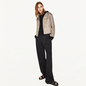 EUC Zara taupe brown faux suede short jacket, XS